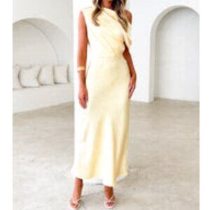Gingham and Heels Daliah One Shoulder Maxi Dress - Lemon NWT (8 AUS) (S)